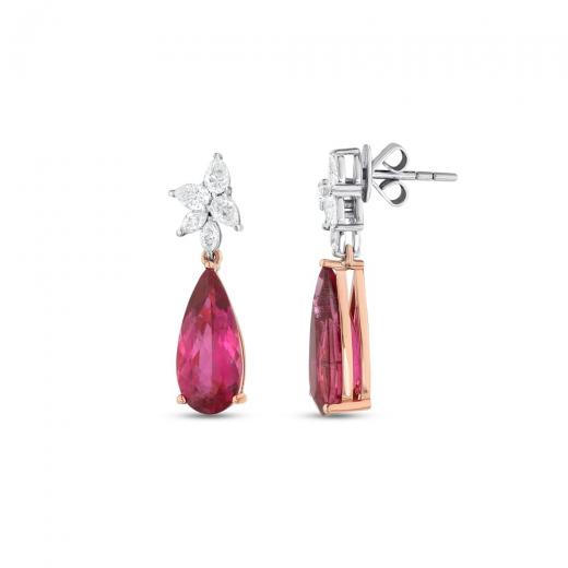 7,54 ct. Diamant-Ohrringe mit natürlichem Rubin